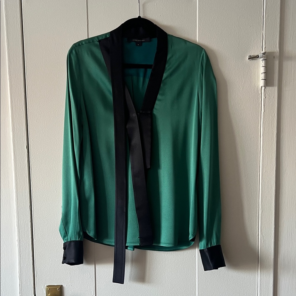 Marc Jacobs Emerald Green Blouse with Black Trim from Mid-2000’s